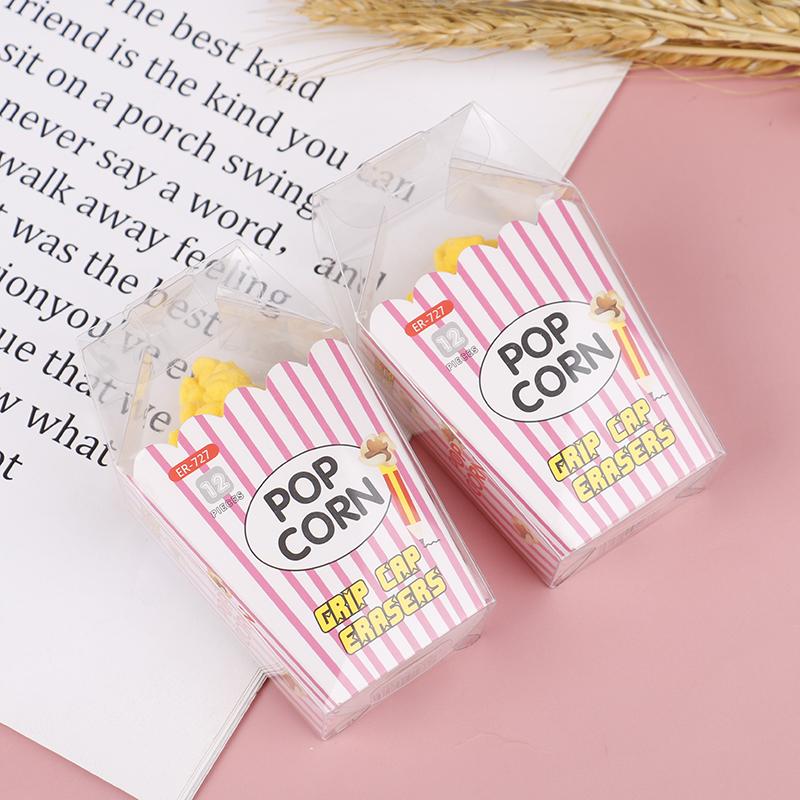 Kids Cartoon Popcorn Pencil Eraser 1Pack Novelty Stationery Student Prize Eraser For Girls School Daily Use