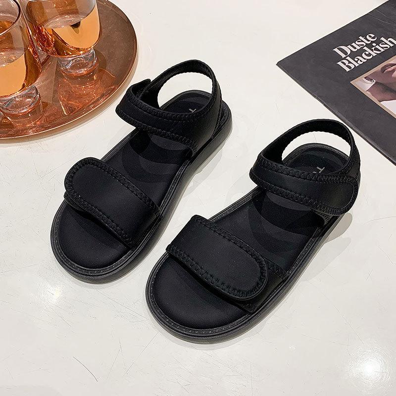 Sandals Girl New Summer Fairy Style Fashion Thick-soled Flat-soled Soft-soled Velcro Roman Shoes