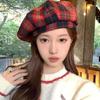 Retro Red Plaid Beret: Niche Design, Versatile Christmas Octagonal Hat, Light Luxury Style