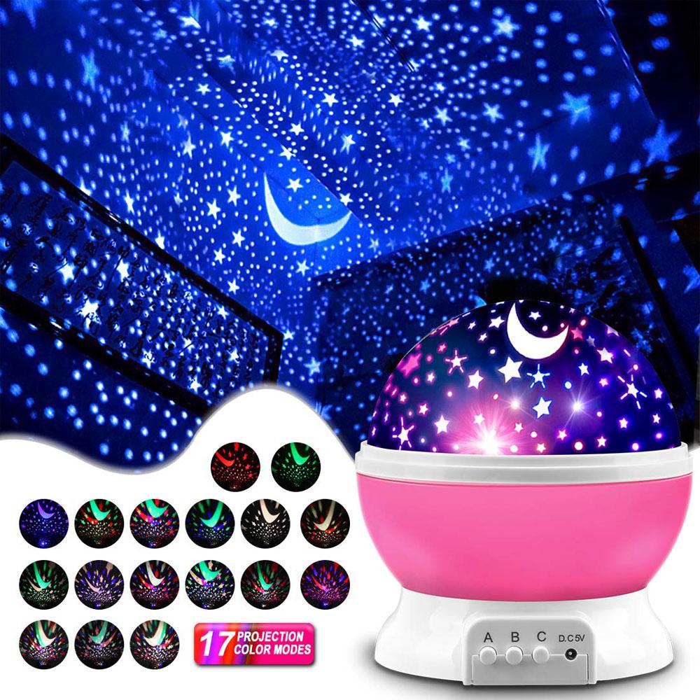 Star Projector Night Light Lamp Fun Gifts for Girls and Boys Rotating Star Sky Moon LED Light Projector for Kids Bedroom Decor