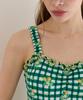 Bonide [Set] Heart Neck Monokini Shorts Set Check Green