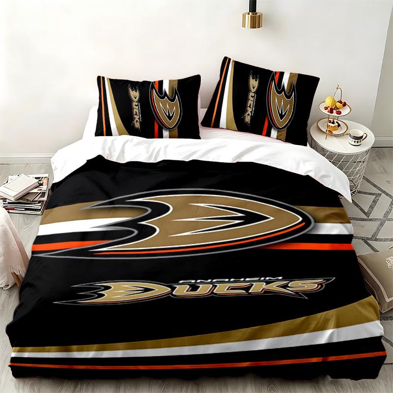 Anaheim Ducks 3-teiliges Set Perfekt für das Schlafzimmer Bequemes Bettwäsche-Set enthält einen Bettbezug und zwei Kissenbezüge Ideales Geburtstags- oder Weihnachtsgeschenk