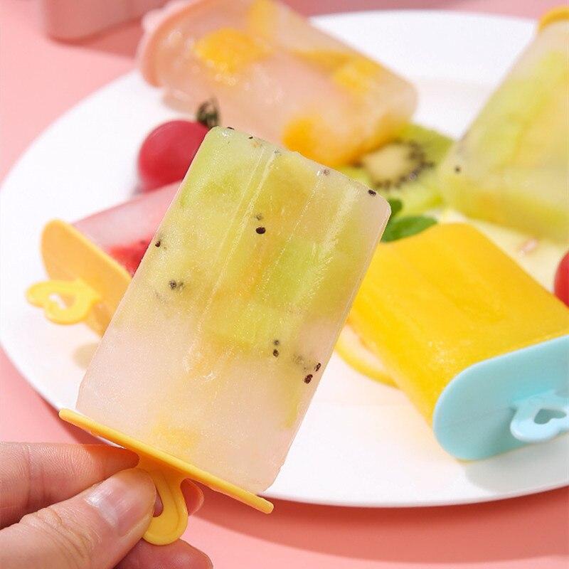 4 Cells DIY Ice Cream Summer Pop Mold Popsicle Molds Maker Lolly Mould Tray Pan Kitchen Tools Ice Cube Tray Popsicle Mould