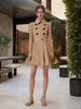 European and American Slim Fit Ruffle Wool Trench Coat with Belt Buckle - Women's Autumn and Winter Style
