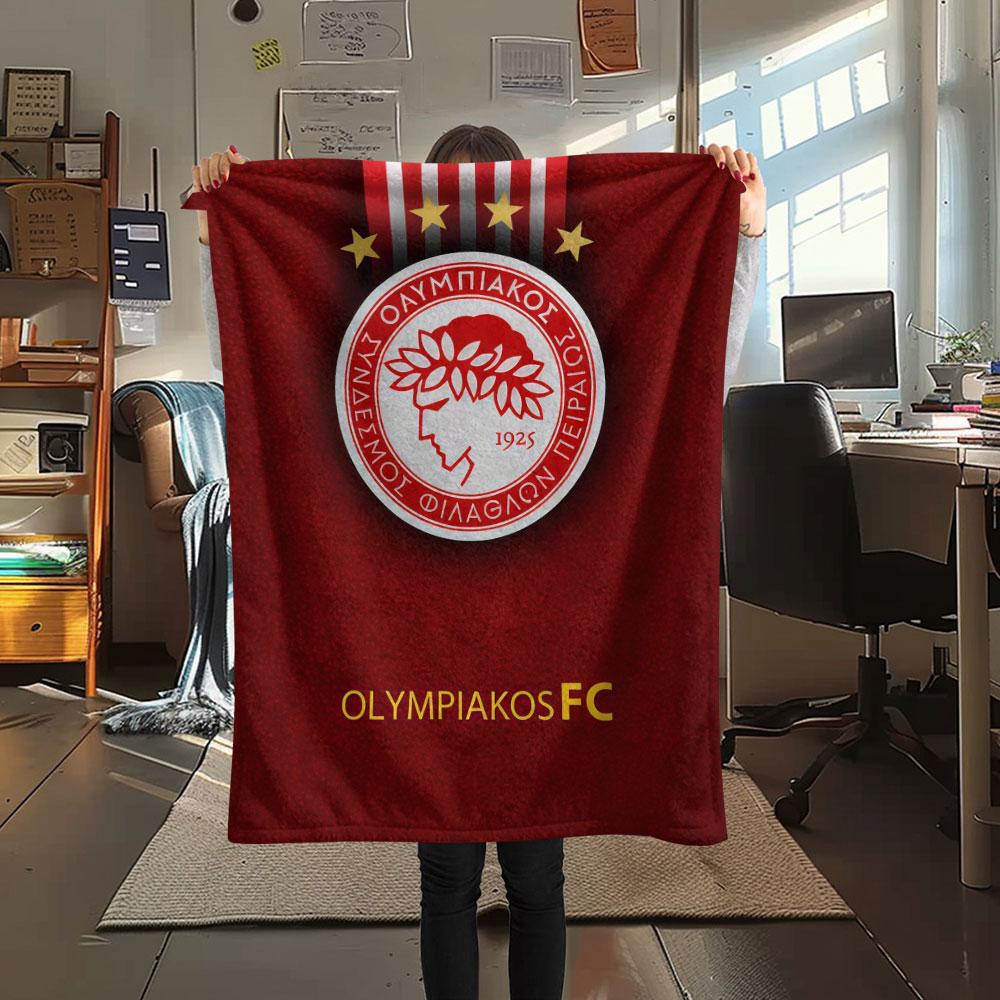 Olympiacos Logo Flanell-Decke, Hohe Qualität, Bequem für Alle Jahreszeiten, Heimdekoration, Wärme und Komfort