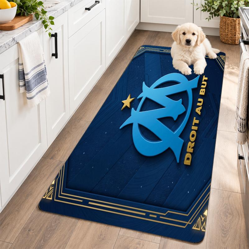 Flannel Kitchen Mat Olympique Lyonnais FC Soft Area Rug Non Slip Floor Carpet Home Decoration