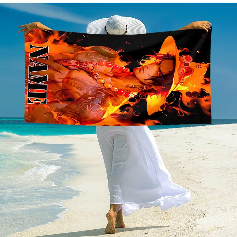 Personalized customized proof beach towel with One Piece pattern - soft, absorbent,quick-drying,perfect swimming,camping&bathing