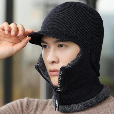 Neue Herren Winter Warme Wollmütze Outdoor Ohrenschutz Hüte Warme Dicke Fahrrad Strickmütze Schal Winddichte Mütze Nackenwärmer Mütze