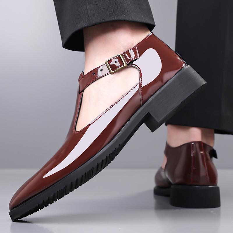 Fashion Big Size Fashion Casual  Leather Shoes for Men Solid Color Spring Summer Hallow Shoes Male Buckle Designer Sandals Man
