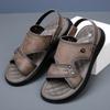 New Summer Genuine Leather Men Sandals Black Khaki Outdoor Casual Sandals Cowhide Beach Shoes Two Uses Men's Sandals Slippers