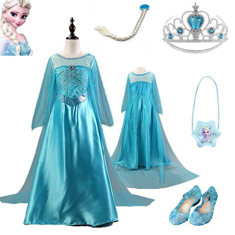Elegantes Langarm-Tutu-Kleid für Kinder Mädchen Frozen Schneekönigin Elsa Kostüm