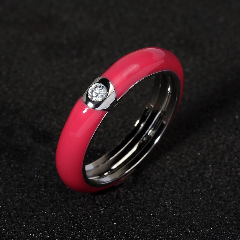 Anello in Argento 925 Creativo Retrò Smalto Colorato Anello Minimalista Fiore Femminile Per Donne Matrimonio Festa Fidanzamento Gioielli Regalo