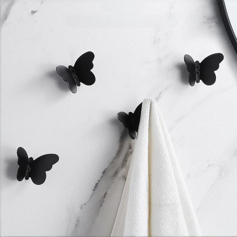 1Pc Creativity Butterflies Hook Aluminum Alloy Able Wall Hook Key Storage Hanger Kitchen Bathroom Organizer For