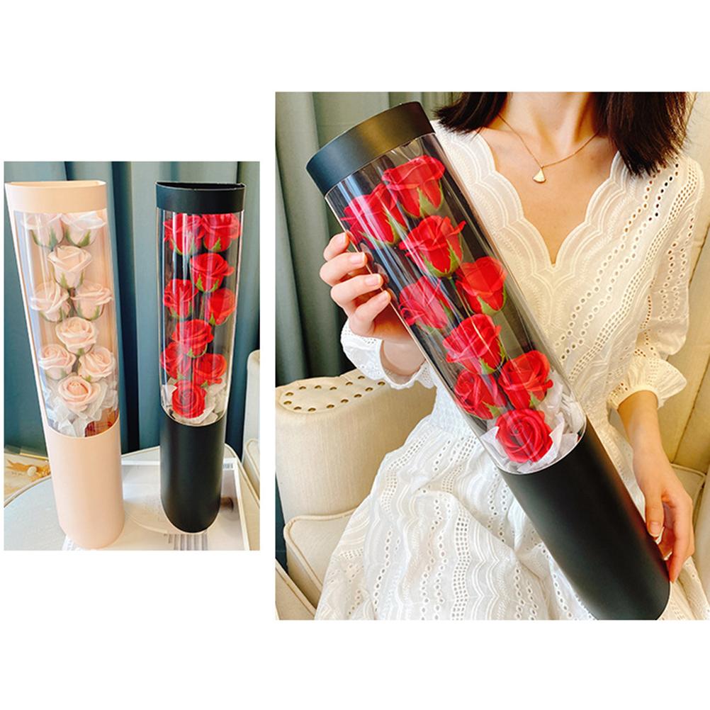 Soap Rose Flower Bouquet Gift Box Artificial Rose Flowers Rose Petal Bouquet Tube Valentine"s Day