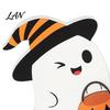 Whimsical Halloween Table Decor 3Pcs Sweet Ghost Decor, Wooden Cute Figurines with Candy Rustic Tabletop Pumpkin & Cauldron, Centerpiece for