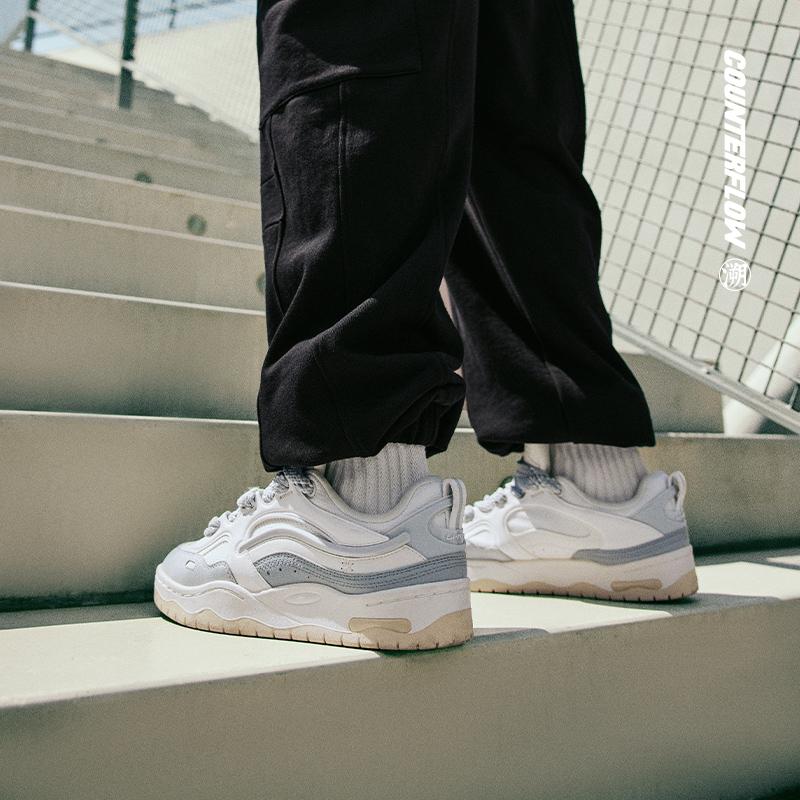 New LiNing CF Reputation Abrasion Resistant Cushioning Low Top Casual Shoes Men's Mist White AGCT329-1