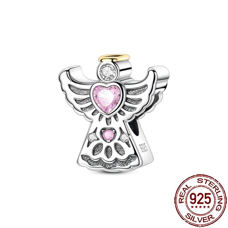 Charms Copper Angel Crucifix Cross Dangle Religious Beads Fit Snake Chain Bracelet Necklace Women Diy Jewelry