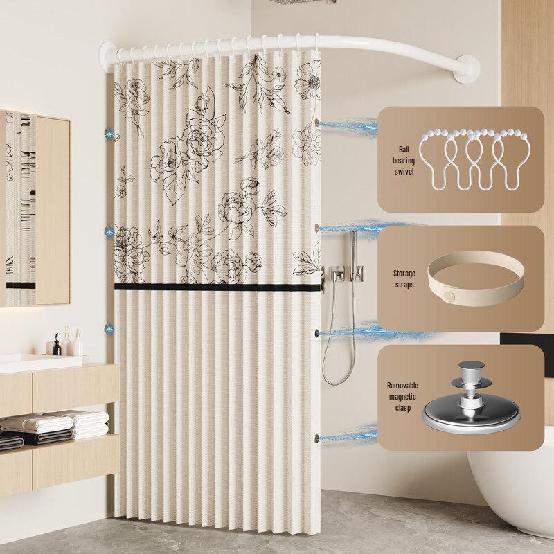 LIEI Curved Foldable Retractable Shower Curtain