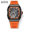 BONEST GATTI BG9902 Phantom Speed Automatic Skeleton Mechanical Watch Stainless Steel Case Rubber Strap Wristwatch for Men