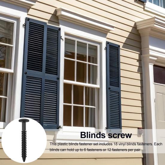 18Pcs Vinyl Shutter Fasteners Plastic Shutter Screws Exterior Window Shutter Spike Loks for Installing Decorative Exterior Shutters