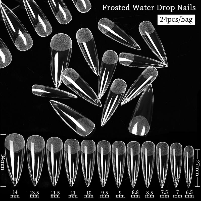 Clear Long False Nail Tips Set  Acrylic Extension Full Cover Nail Tips Fake Finger UV Gel Polish Quick Building Mold Nail Tool