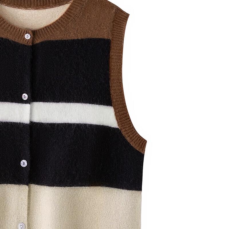 Sibaisha Women's Striped Round Neck Short Vest