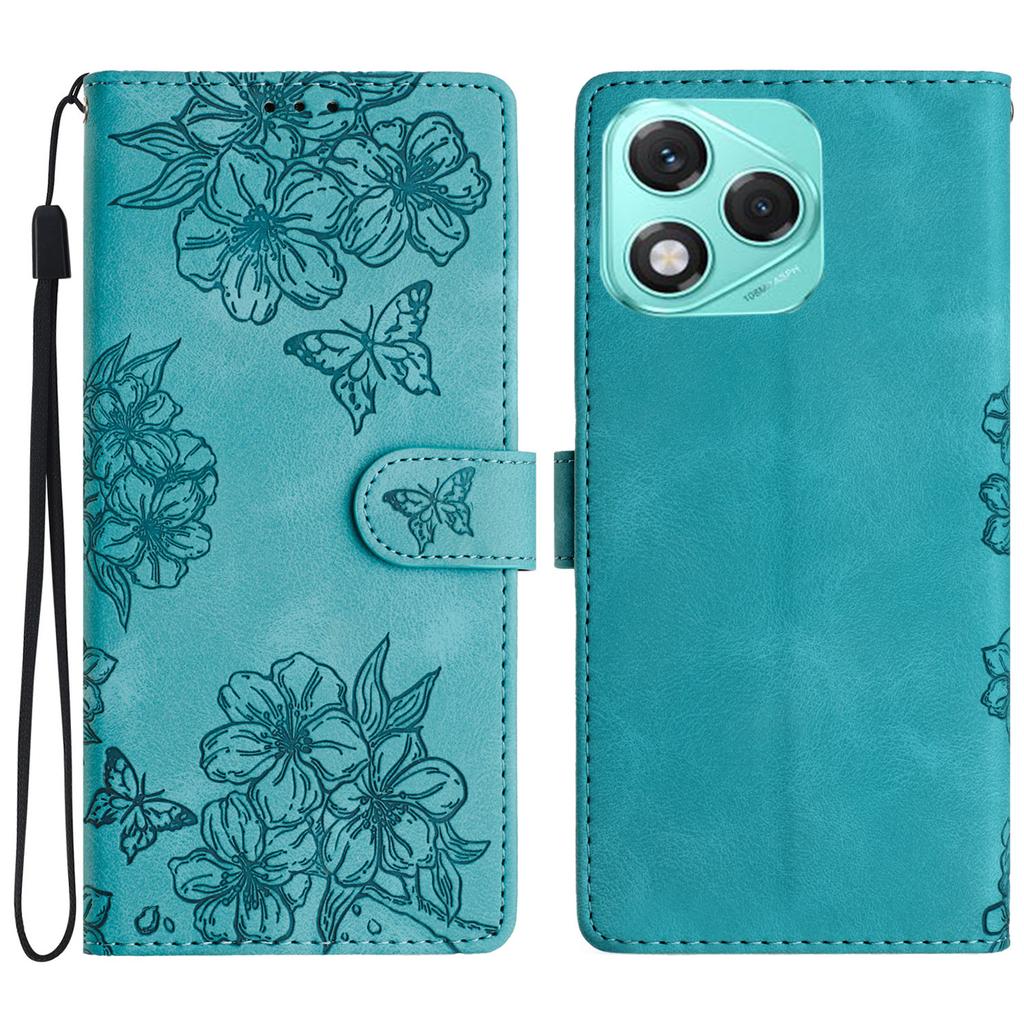 For Honor 400 Lite 5G Case Butterfly Flower Pattern Skin-Touch Leather Phone Cover