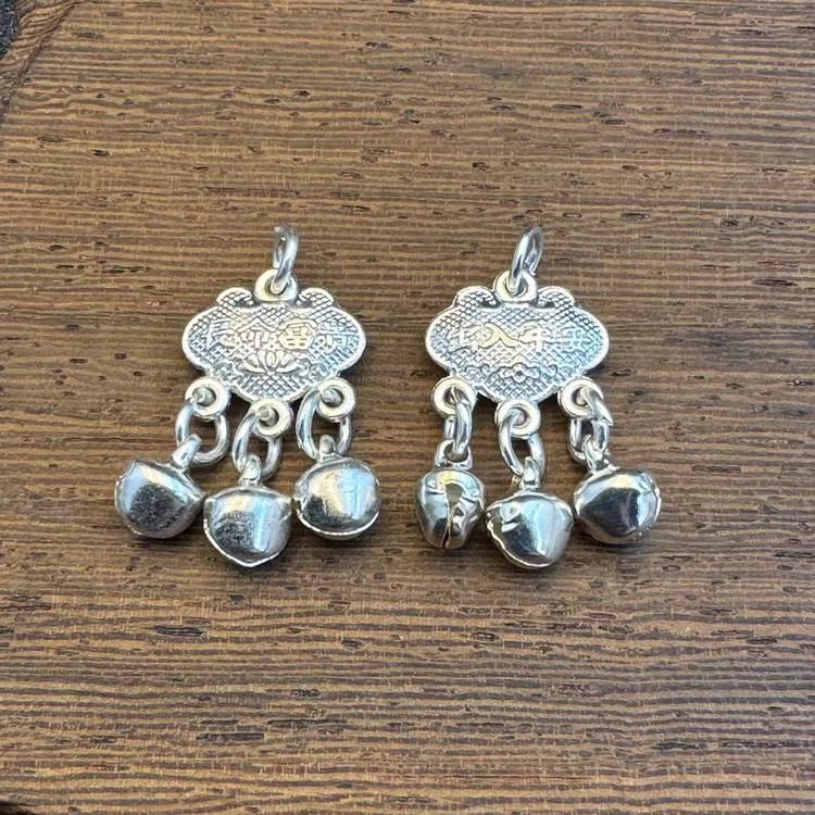 Gilded Ping An Lock Fortune Bell & Ruyi Pendant for Bracelet/Necklace