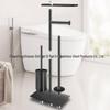 Floor-Standing Bathroom Tissue and Brush Holder with Vertical Storage Rack