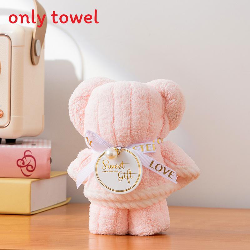 Baby Bear Hand Towel With Soft Coral Fleece For Wedding Favor And Party Decor