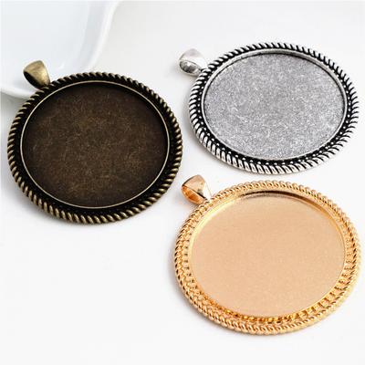 5 pièces/lot Taille intérieure 40 mm Bronze Antique et Plaqué Argent Nouveau Style Mode Cabochon Base Support Breloques Pendentif