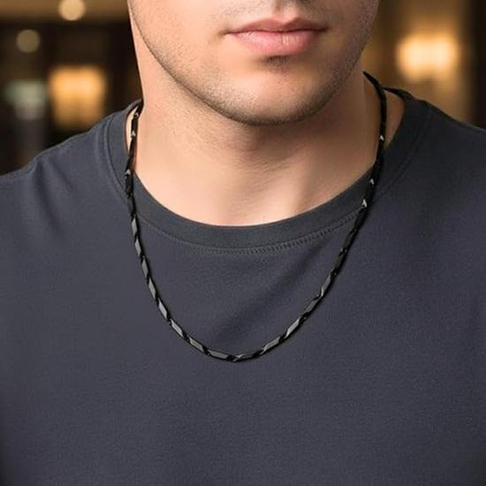 Pure Stainless Steel Rice Chain 50.8 Cm European Trending Style Necklace for Men Boy Gift for Husband Fathers Day Wedding Birthday Gift