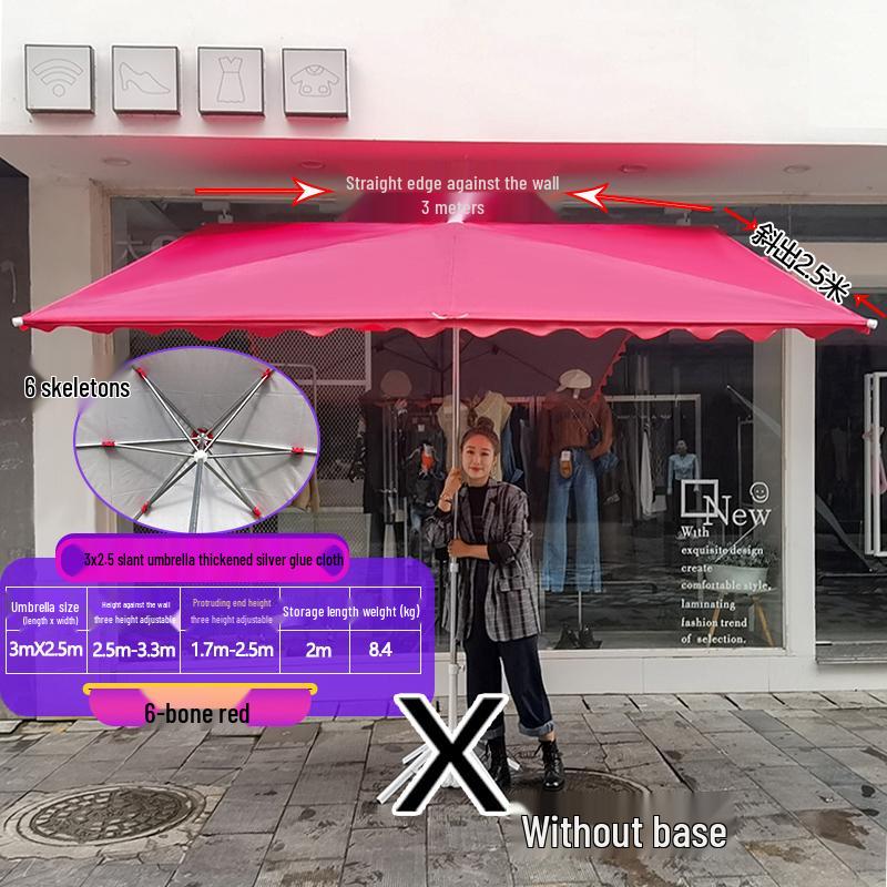 Foldable Outdoor Commercial Sunshade Umbrella with Tilt and Awning