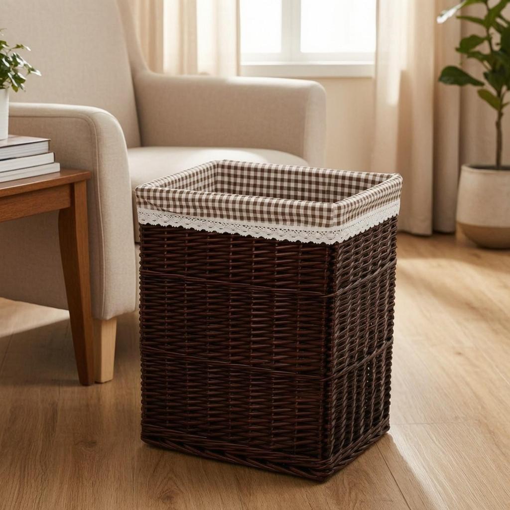 Handwoven Open-Top Wicker Laundry Basket | Decorative, Clothes Hamper, for