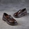 Johnature Genuine Leather Women's Shoes Soft Soled Loafers British Style Thick Soled Slip-on Shoes