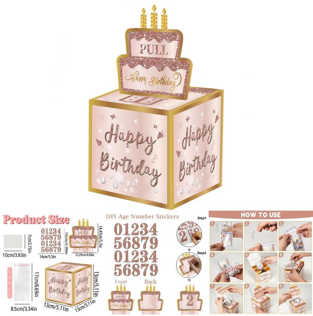 Roségoldene Digitale Zahl Geschenkbox Mit Aufbewahrung Für Geburtstagsfeiern Und Feiern