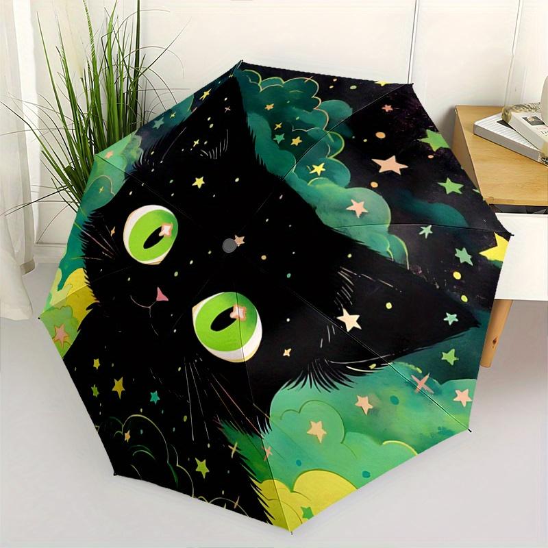 1pc Cartoon Star Cat Pattern Automatic Umbrella is Fashionable and Good Looking, a Portable 3 Fold Umbrella, Suitable for Travel and Daily Use,
