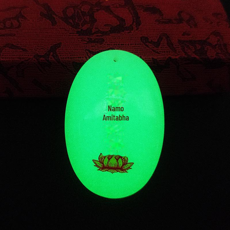 Luminous Oval Namo Amitabha Pendant Necklace Temple Gift