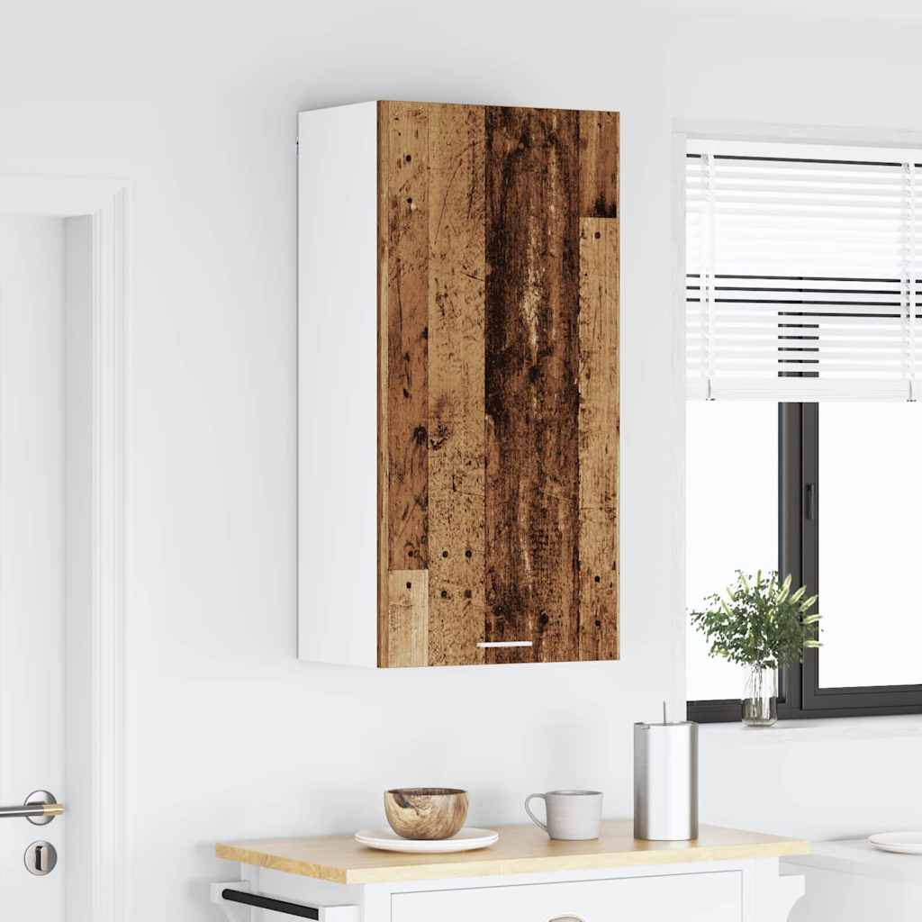 Hanging Cabinet In Vintage Wood and White 50 X 31 X 100 Cm Engineered Wood