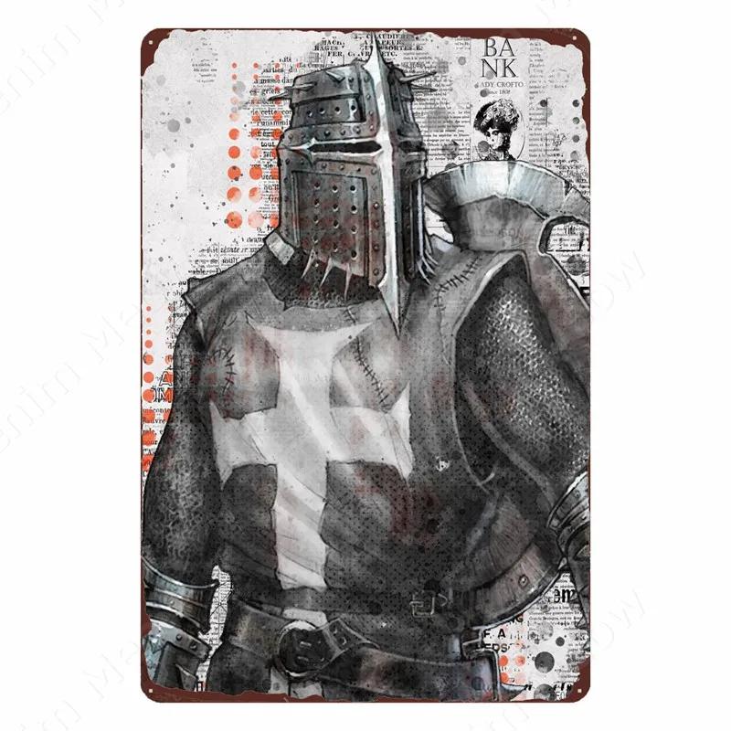 The Crusaders Vintage Metal Tin Sign, Bar, Club, Cafe, Home, Bedroom, Wall Decoration, Cruciata Art Poster, Catholicism Plaqu