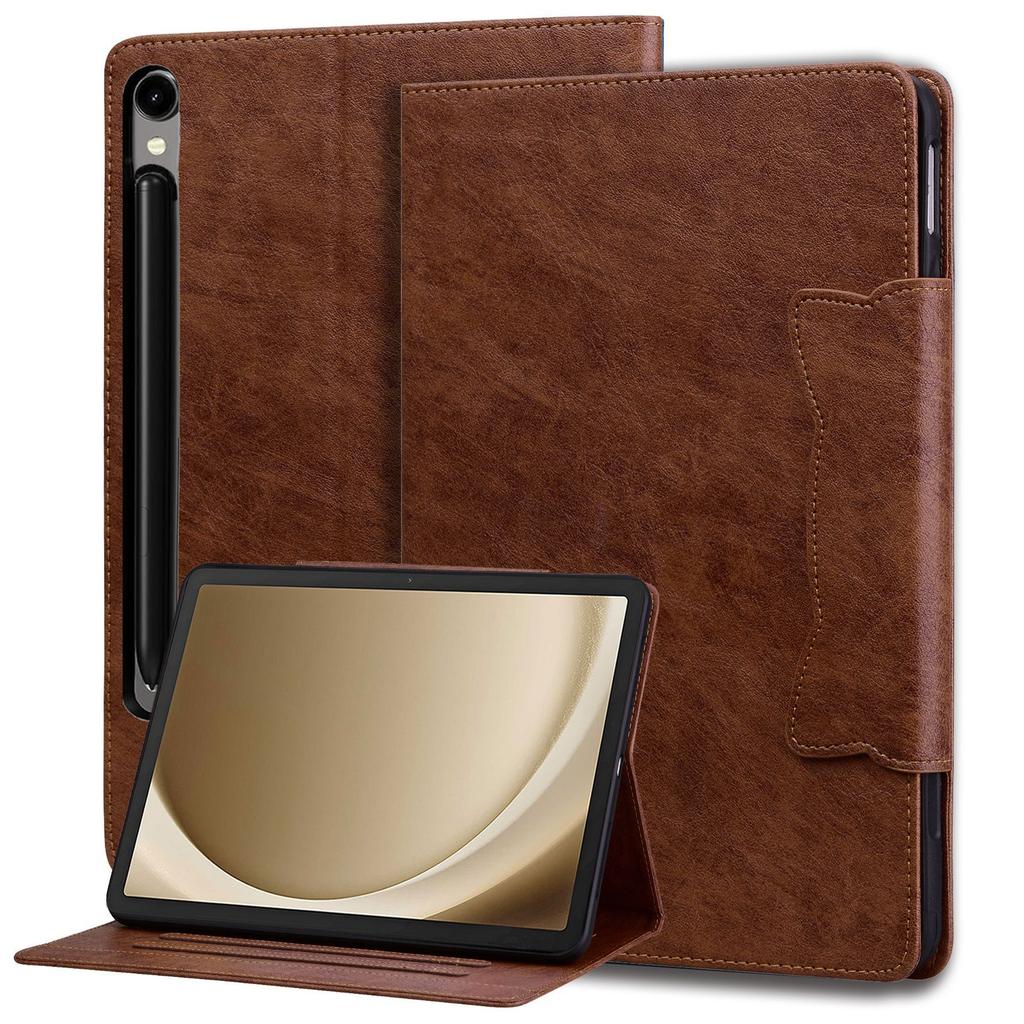 Applicable To Samsung Tab S10FE + Tablet Leather Case, Solid Color Business Leather Pattern Card Holder Anti-drop Case S11