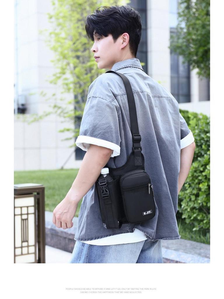 Men's Large Capacity Crossbody Sling Bag - Outdoor Casual Kettle and Mobile Holder, Water Bottle Bag, Oxford Cloth Single Shoulder Bag