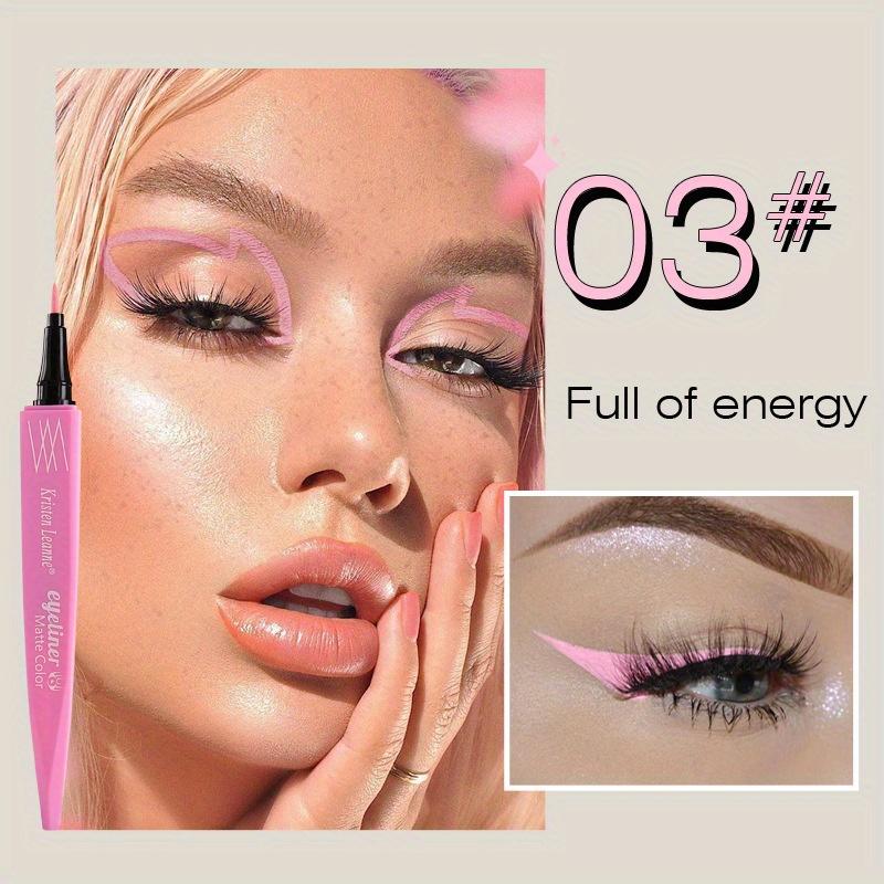 8-farger Ultra-fin Refill Brush Matte Hurtigtørkende Ikke lett å smøre ut Farge Eyeliner