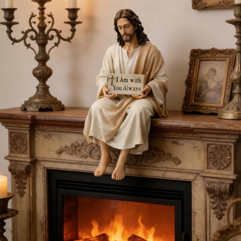 Inspirierende Christusstatue mit handbemaltem Detail Harz Schreibtisch-Begleitfigur Christliches Ornament Religiöses Geschenk