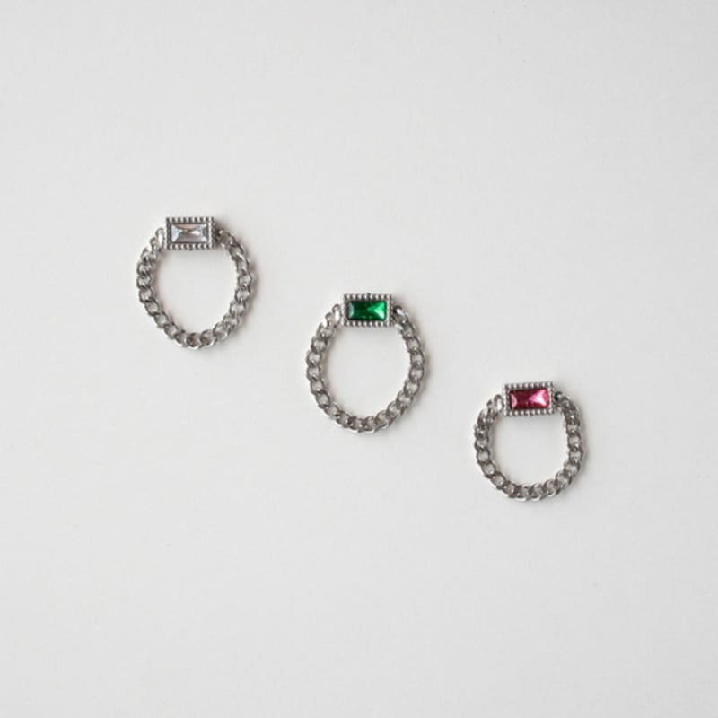 MERRYMOTIVE Square Color Cubic Surgical Chain Ring (3color)