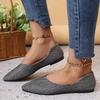Korean Version of Foreign Trade New Pointed Embossed Flat Bottom Shallow Mouth Single Shoes Women's Large Size V Mouth Breathable Lazy Work Shoes