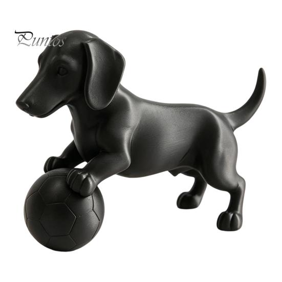 Creative Desk Accessories Mini Dachshund Football Figurine, Matte Black 3D Printed Statue, Statue Modern Style Minimalist Ornament for Home