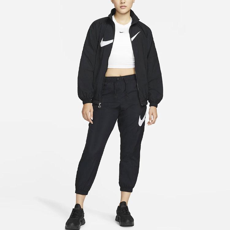 Nike Logo Print Drawstring Sports Pants Women Bottoms Black DM6184-010