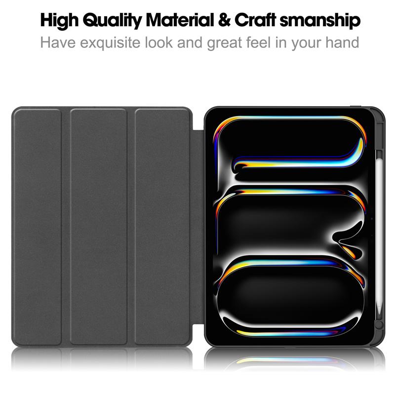 For iPad Pro 2024 Case 11 Inch 5th Gen Tri-fold Leather Painted Stand Smart Case For Funda iPad Pro 11 2024 Case with Pen Holder