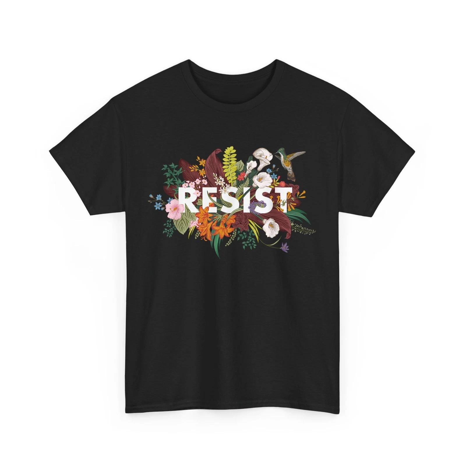 Resist Shirt, Political Protest Anti-Trump Floral Women Men T-shirt M